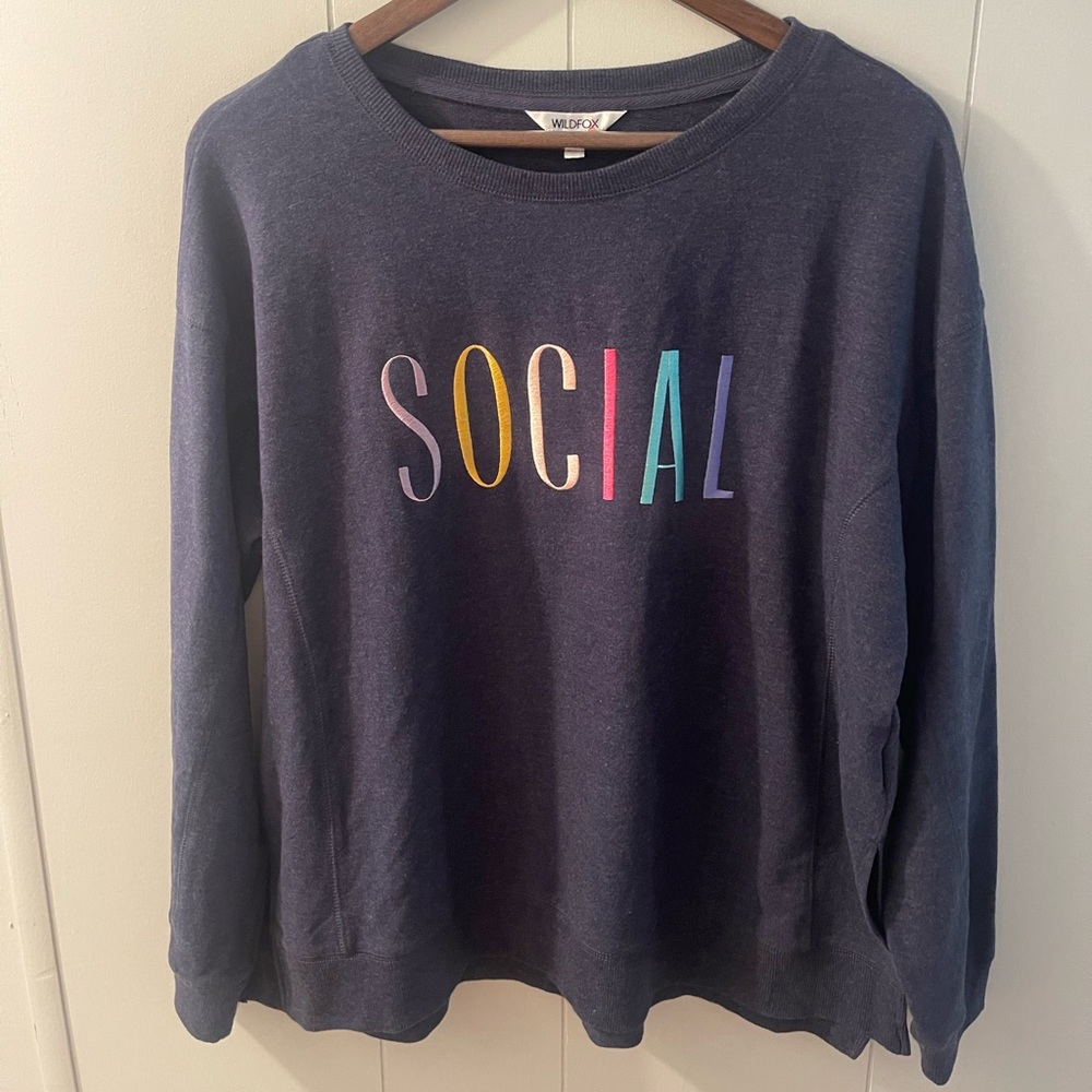 Wild fox social side slit sweatshirt